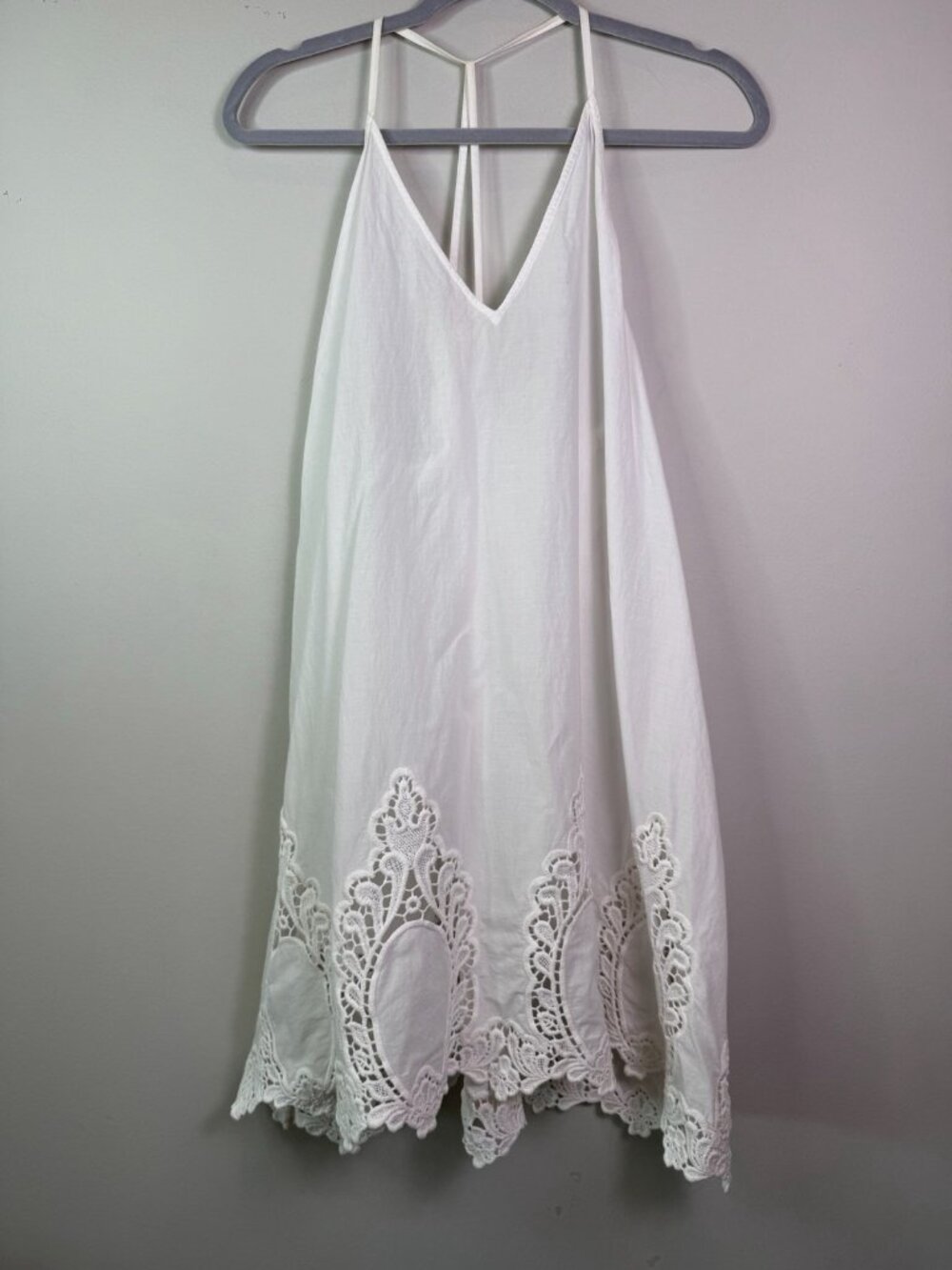Free People Intimately Easy Livin Slip Dress White Crochet Eyelet Trim Boho S